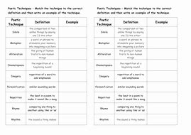 50 Poetic Devices Worksheet 1 | Chessmuseum Template Library